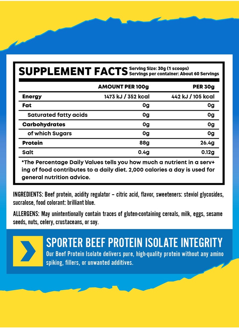 SPORTER Sporter Beef Protein Isolate – 60 Servings | 26.4g Pure Protein | Blue Raspberry Flavor | Zero Carbs, Sugar & Fat | Lactose-Free | Gut-Friendly | Post-Workout Muscle Support  - Image 5