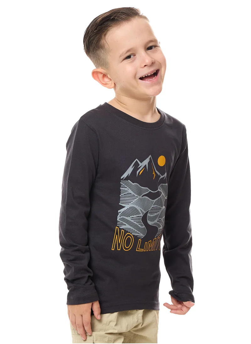 victor and jane Boys' Dark Grey Long Tee (2 - 8yrs)