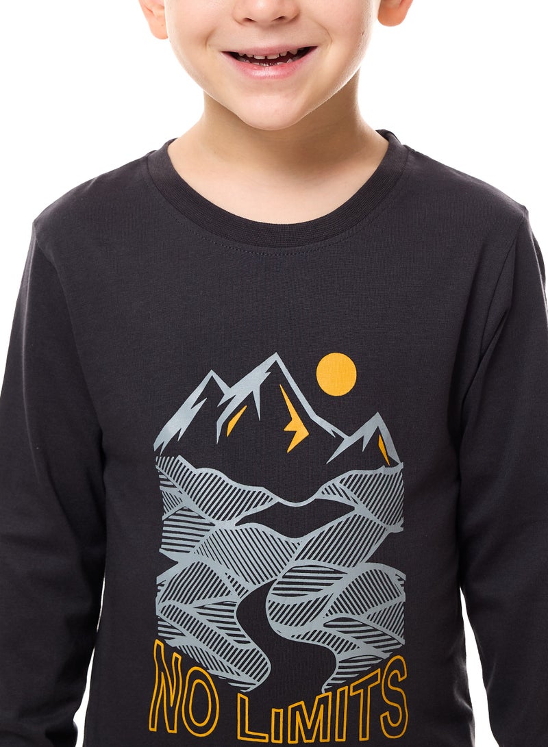 فكتور اند جين تي شيرت طويل باللون الرمادي الداكن للأولاد (2 - 8 سنوات) - Image 5