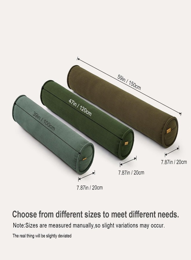 Ailuteie Body Pillow for Adults - Corduroy Long Round Bolster Pillow for Bed, Cuddle Pillow with Full Support for Side Sleepers & Restful Sleep,39 x 7.87 Inches,Avocado Green - Image 2