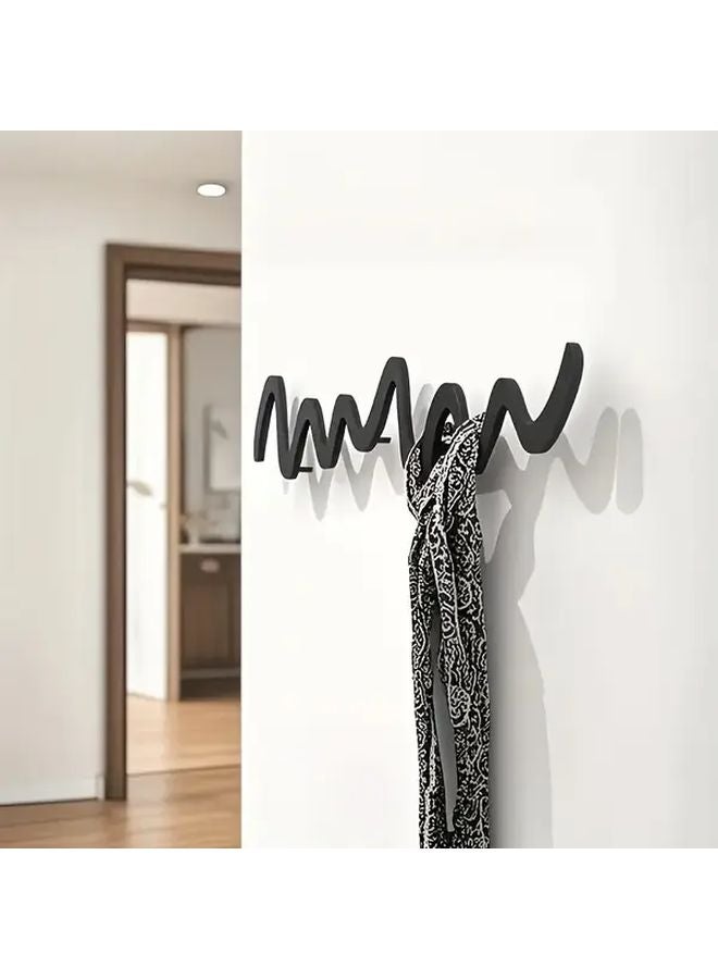 Black Metal Wavy Wall Hook Rust Proof Coating Modern Curved Design for Home Office - Image 5