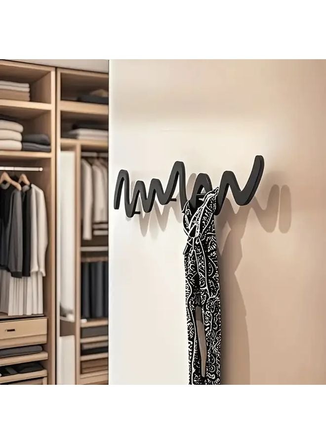 Black Metal Wavy Wall Hook Rust Proof Coating Modern Curved Design for Home Office - Image 3