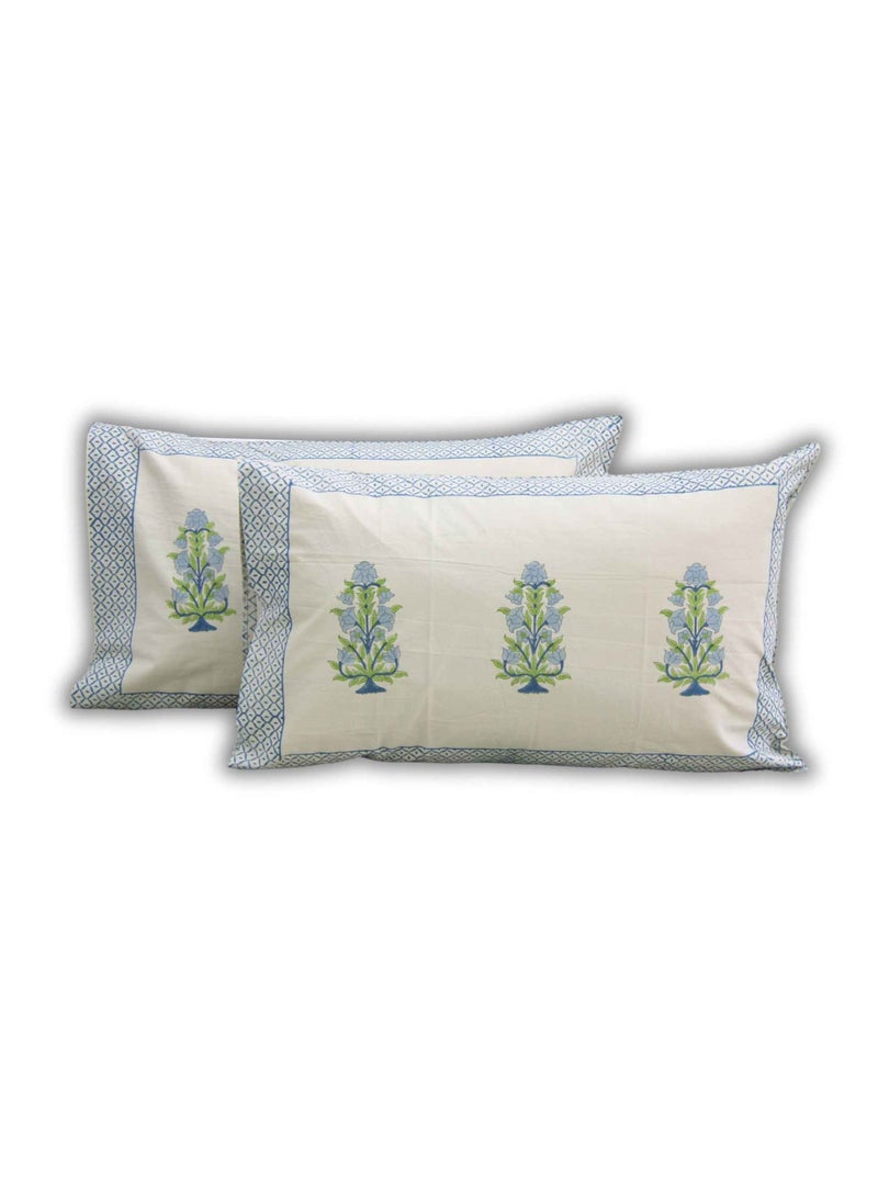 MARHABA CURTAIN 100% Cotton Jaipuri Handblock Print Double Bed Sheet with 2 Pillow Covers Premium Quality, Soft, Breathable (BEIGE LILLY 04)  - Image 3