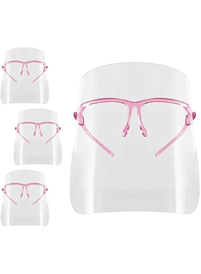 Arabest Salon World Safety Face Shields with Pink Glasses Frames (Pack of 4) - Ultra Clear Protective Full Face Shields to Protect Eyes, Nose, Mouth - Anti-Fog PET Plastic, Goggles  - Image 1