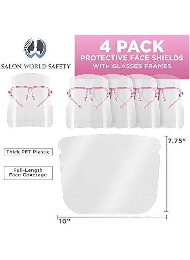 Arabest Salon World Safety Face Shields with Pink Glasses Frames (Pack of 4) - Ultra Clear Protective Full Face Shields to Protect Eyes, Nose, Mouth - Anti-Fog PET Plastic, Goggles  - Image 2