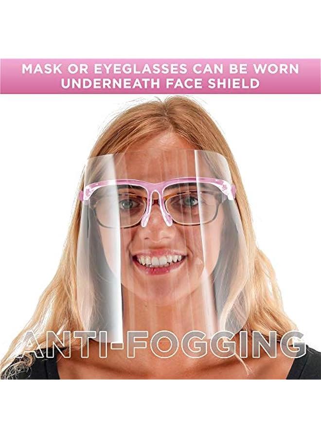 Arabest Salon World Safety Face Shields with Pink Glasses Frames (Pack of 4) - Ultra Clear Protective Full Face Shields to Protect Eyes, Nose, Mouth - Anti-Fog PET Plastic, Goggles  - Image 4