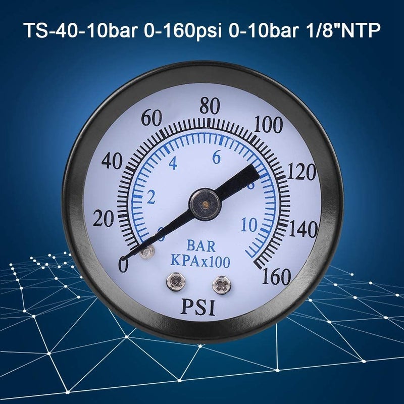 Mini Fuel Pressure Gauge 0-160psi 1/8 Inch NPT Thread for Air Oil Water Manometer - Image 3
