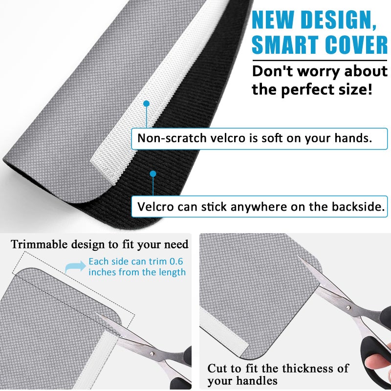 ELCOOR أغطية مقابض باب الثلاجة ELCOOR، مجموعة من 6، قابلة للتقطيع، قابلة للغسل، أغطية مقابض الأجهزة، واقي مقابض باب الثلاجة، تخلص من بصمات اليد المتسخة. موفر للوقت، ملحقات ديكور المطبخ (رمادي) - Image 3