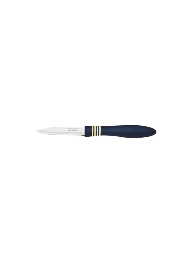 TRAMONTINA Cor & Cor Fruit and Vegetable Knife, Stainless Steel Blade for Precise Cutting, Ergonomic Polypropylene Handle, Comfortable and Durable - 7.5 CM - Blue - Designed for Hi