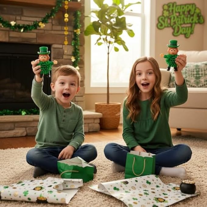 Cherislpy 12Pcs St Patrick's Day Mini Leprechaun Toys,Squeeze Porcupine Toys Stress Relief Fidget Toy for Kids Boys St Patrick's Day Party Favor,Home Decor(Old Men) - Image 4