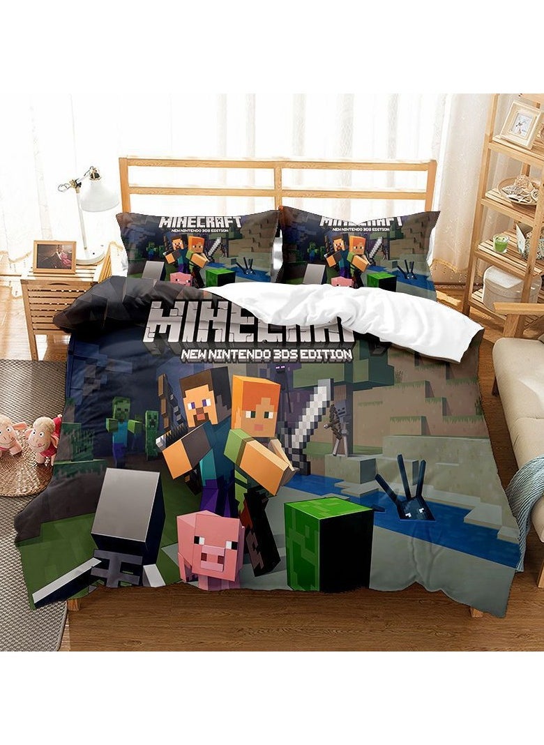 Generic Minecraft Game Peripheral Bedding Three-Piece Set 180*210cm  - Image 1
