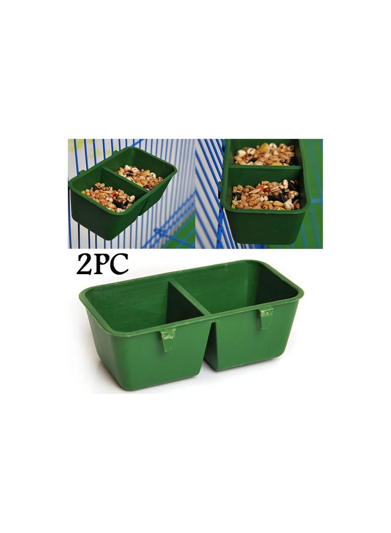 Meetion قطعتان 2 في 1 وعاء طعام وماء للببغاء وكوب تغذية مزدوج من البلاستيك لقفص الطيور والحمام ووعاء ماء للطيور والببغاء والحيوانات الأليفة - Image 1