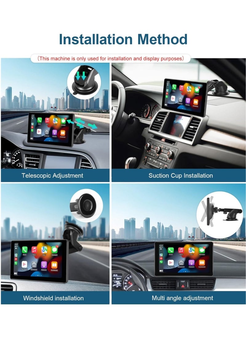 MSMR - 10.25" Portable Wireless Carplay & Android Auto with Backup 12LED Camera, Portable Car Stereo Radio with Bluetooth 5.0, Car Play Touchscreen, Calling, AUX/FM Transmitter - Image 1