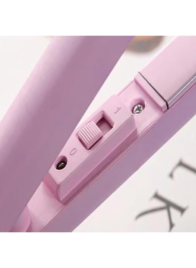 LUOLNH Ceramic Mini Hair Curler, Mini Dual Purpose Curling Iron, Curling Iron, Mini Curling Iron for Short Hair, Hair Straightener and Curler 2 in 1 Mini Hair Curler (Pink) - Image 3