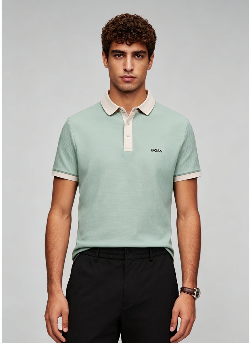 BOSS Men’s Summer Fresh Contrast Cuff Short Sleeve Polo Shirt - Mint Green - Image 5
