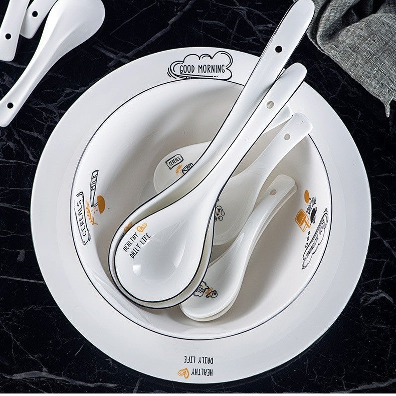 general Ceramic Soup Spoon Large Black Matte Finish Household Dining - Image 5