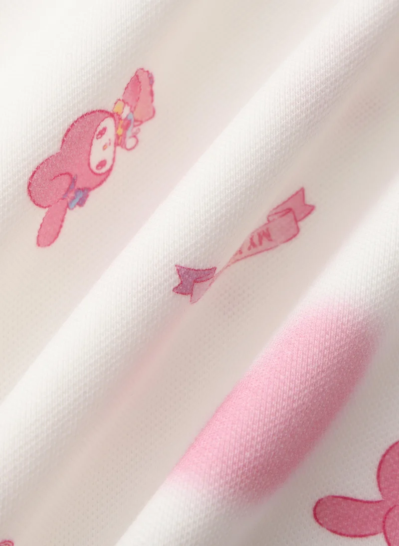 Balabala white with pink print Kids Girls Knitted one-piece dress for Women | Best Price UAE