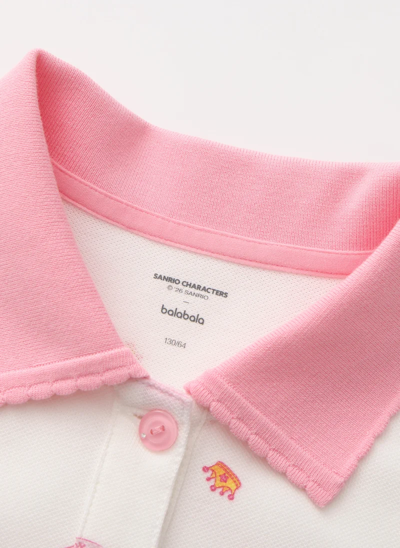 Balabala white with pink print Kids Girls Knitted one-piece dress for Women | Best Price UAE