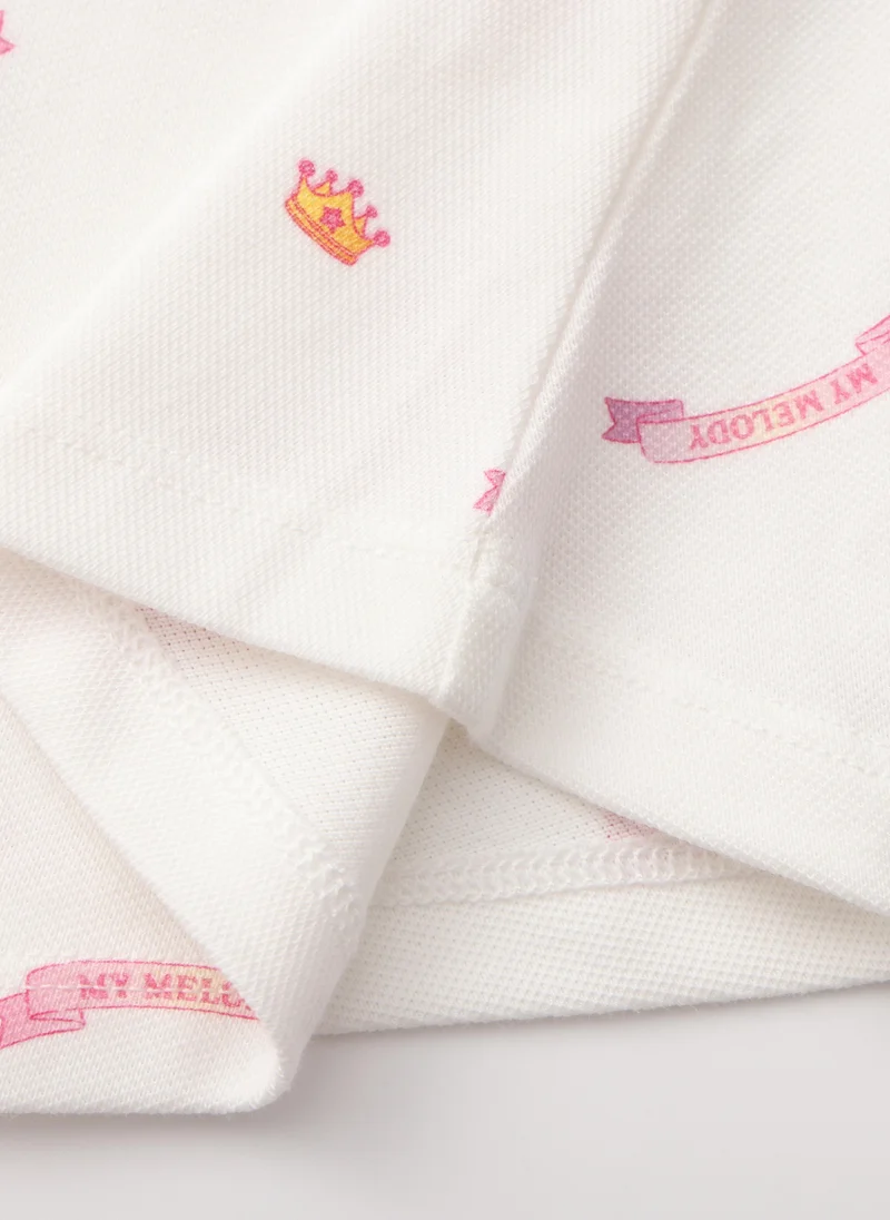 Balabala white with pink print Kids Girls Knitted one-piece dress for Women | Best Price UAE