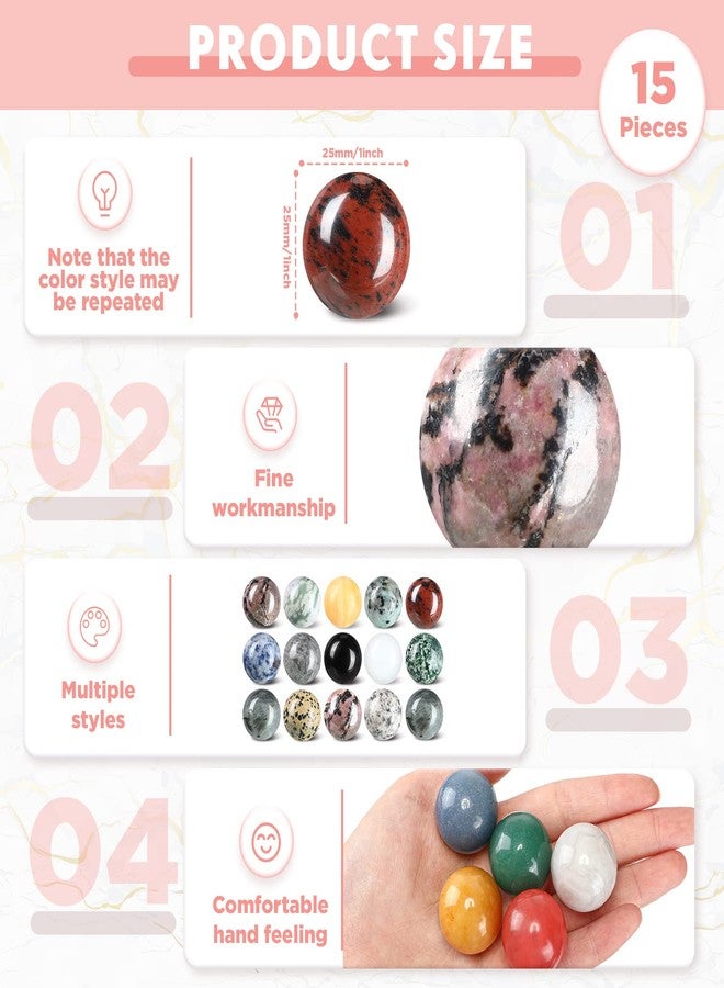 Nuenen 15 Pcs Gemstone Sphere Balls 1 Inch Polished Crystal Sphere Bulk Multi Style Witch Ball Tones Gemstones Pocket Palm Crystals for Witchcraft Meditation Reiki Balancing - Image 2
