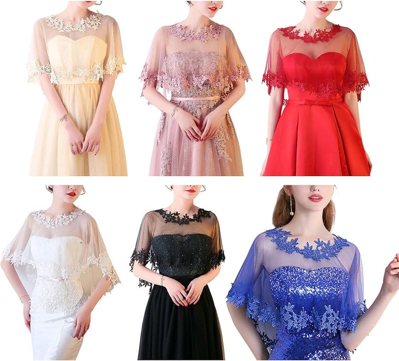 Multi Color Lace Bridal Shawl Capelet For Wedding Dress And Formal Events Lightweight - Image 4