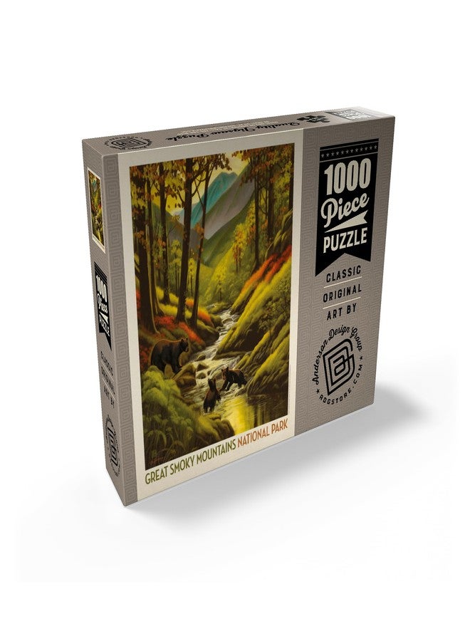 MyPuzzle.com MyPuzzle Great Smoky Mountains National Park: Splashing Cubs, Vintage Poster - Premium 1000 Piece Jigsaw Puzzle for Adults - Image 2