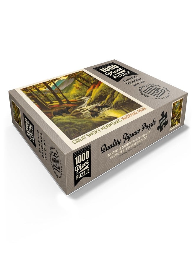 MyPuzzle.com MyPuzzle Great Smoky Mountains National Park: Splashing Cubs, Vintage Poster - Premium 1000 Piece Jigsaw Puzzle for Adults - Image 3
