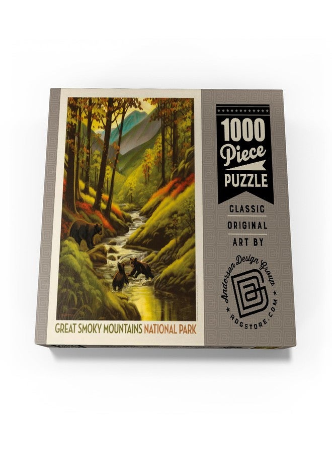 MyPuzzle.com MyPuzzle Great Smoky Mountains National Park: Splashing Cubs, Vintage Poster - Premium 1000 Piece Jigsaw Puzzle for Adults - Image 4