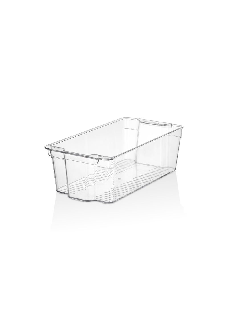 منظم ثلاجة شفاف كبير STYLE STACKABLE ORGANIZER مقاس 333×160×100 مم، حاوية تخزين بلاستيك BPA Free لتنظيم الفواكه والخضروات داخل الثلاجة والديب فريزر، صندوق تخزين متعدد الاستخدامات مناسب لترتيب الرفوف والدولاب والمطبخ، سلة تخزين مساحة كبيرة شفافة ULTRA CLEAR لسهولة رؤية المحتويات، حافظة تنظيم للمؤن Pantry Organizer وسلة ترتييب للمشروبات والمواد الغذائية والخضار، مناسبة للمطبخ والحمام وغرفة الغسيل والمكتب، سهلة الحمل والتنظيف، تصميم عملي قابل للتكديس Space Saving لتنظيم المنزل بشكل احترافي ومثالي - Image 2