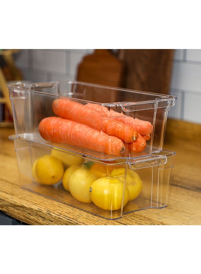 منظم ثلاجة شفاف كبير STYLE STACKABLE ORGANIZER مقاس 333×160×100 مم، حاوية تخزين بلاستيك BPA Free لتنظيم الفواكه والخضروات داخل الثلاجة والديب فريزر، صندوق تخزين متعدد الاستخدامات مناسب لترتيب الرفوف والدولاب والمطبخ، سلة تخزين مساحة كبيرة شفافة ULTRA CLEAR لسهولة رؤية المحتويات، حافظة تنظيم للمؤن Pantry Organizer وسلة ترتييب للمشروبات والمواد الغذائية والخضار، مناسبة للمطبخ والحمام وغرفة الغسيل والمكتب، سهلة الحمل والتنظيف، تصميم عملي قابل للتكديس Space Saving لتنظيم المنزل بشكل احترافي ومثالي - Image 3