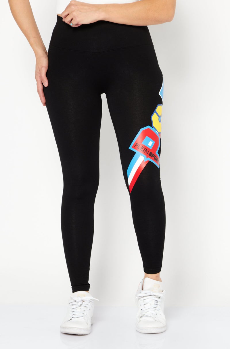 PHILIPP PLEIN Plein Sport Women Sportswear Fit Training Leggings, Black - Image 1