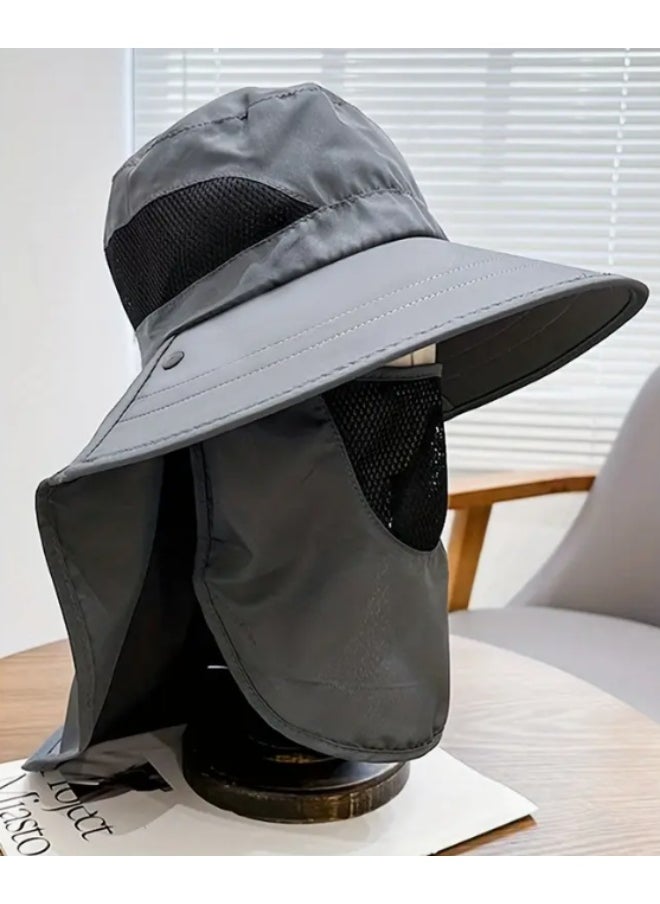 Generic - UV Protection Bucket Hat with Detachable Face Cover & Neck Flap – Breathable Polyester Sun Hat for Outdoor, Hiking, Fishing & Travel – Hand Washable - Image 1