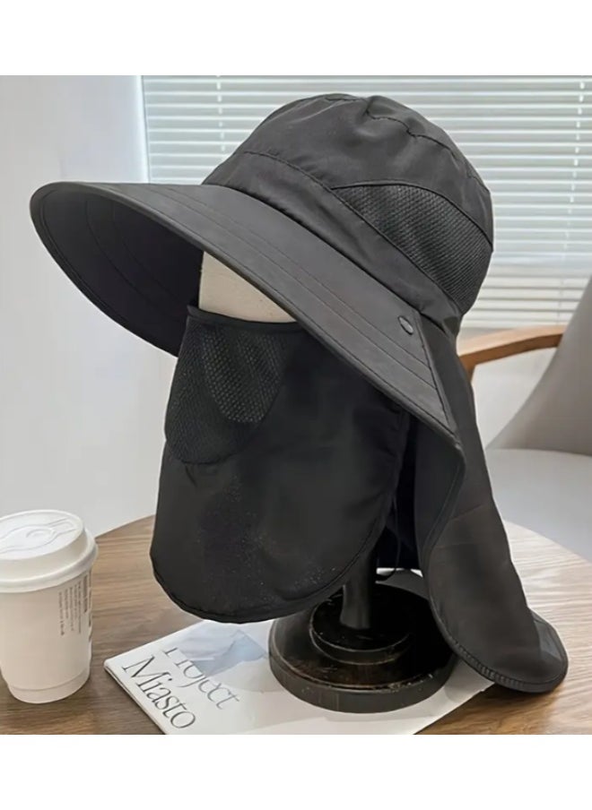 Generic - UV Protection Bucket Hat with Detachable Face Cover & Neck Flap – Breathable Polyester Sun Hat for Outdoor, Hiking, Fishing & Travel – Hand Washable - Image 1