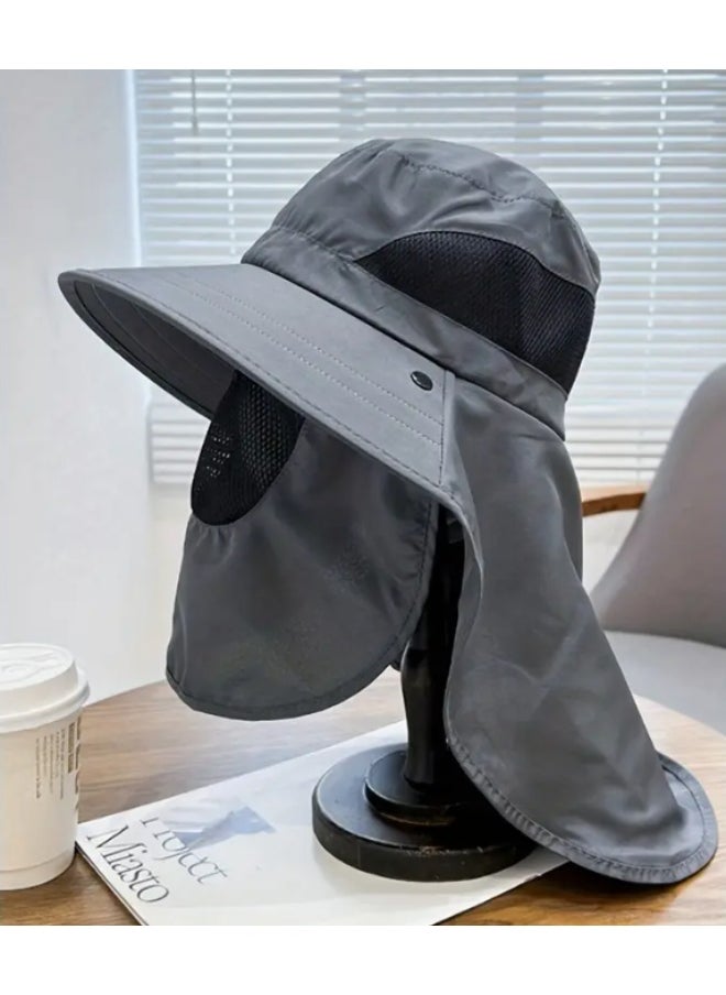 Generic - UV Protection Bucket Hat with Detachable Face Cover & Neck Flap – Breathable Polyester Sun Hat for Outdoor, Hiking, Fishing & Travel – Hand Washable - Image 1
