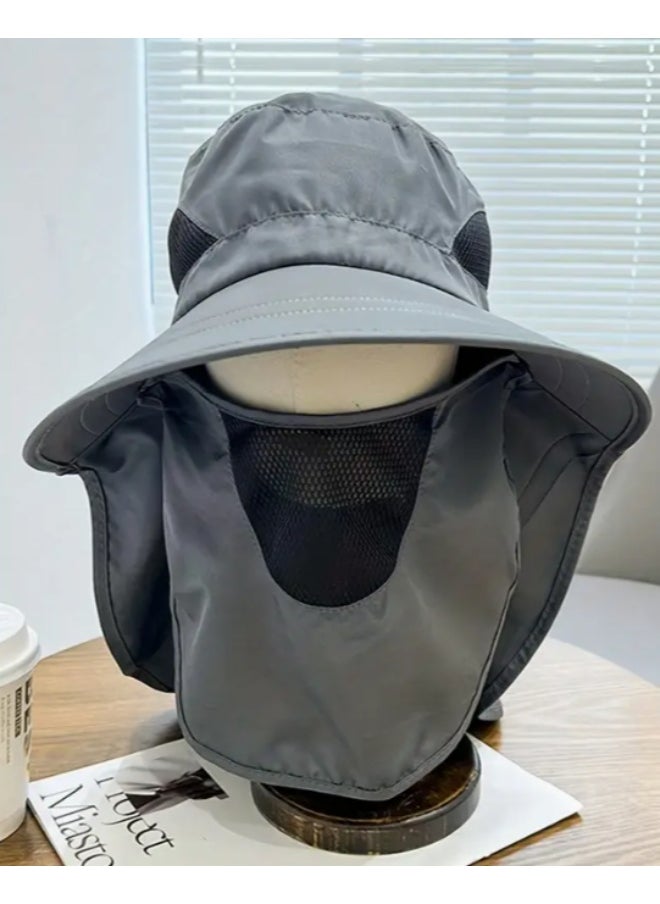 Generic - UV Protection Bucket Hat with Detachable Face Cover & Neck Flap – Breathable Polyester Sun Hat for Outdoor, Hiking, Fishing & Travel – Hand Washable - Image 1
