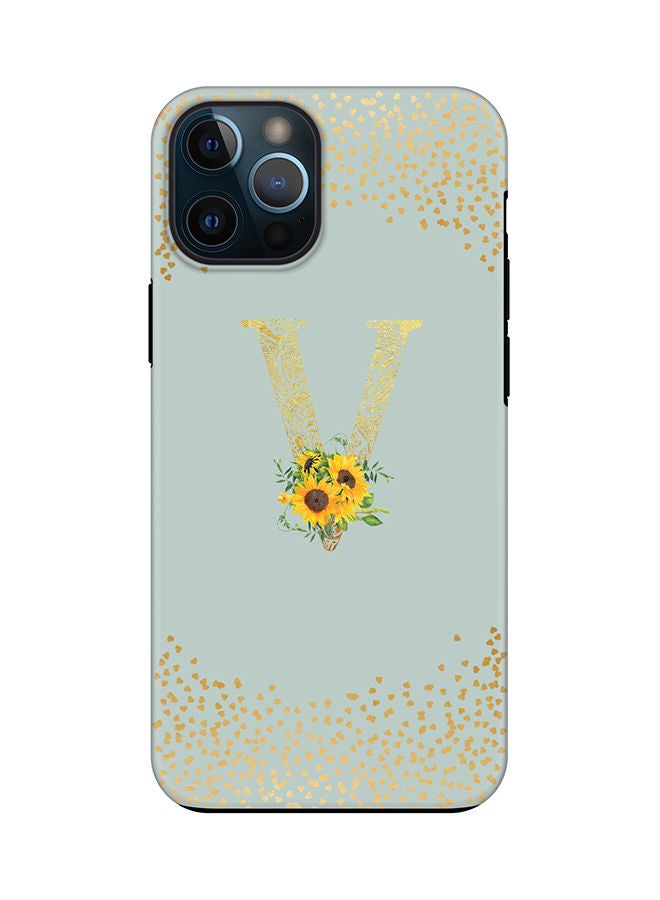 Stylizedd Monogram Tough Series for Apple iPhone 12 Pro Custom Initials Floral Mandala Pattern Tough Pro Dual Layer hybrid PC inner TPU protection Alphabet- V (Light Green) - Image 1