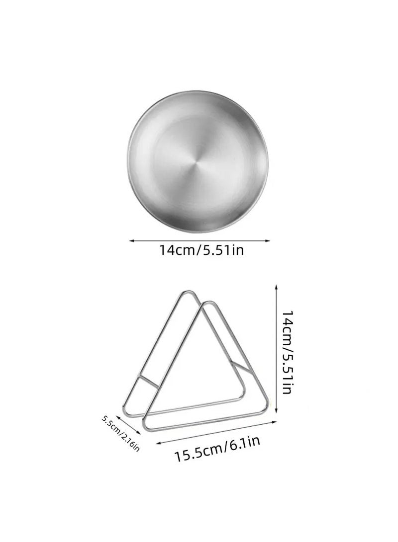  المانجا الصينية الفضة الفولاذ المقاوم للصدأ لوحة العشاء مجموعة ( 6 لوحات + 1 رف التخزين ) ، المنزل / مطعم / فندق متعددة الأغراض وجبة خفيفة لوحة المياه الفاكهة لوحة التخزين - Image 2