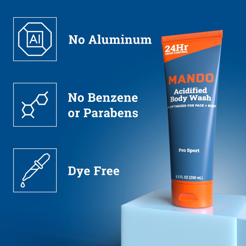 Mando Acidified Body Wash - 24 Hour Odor Control - Removes Odor Better than Soap - Formulated without SLS or Phthalates - Skin Safe - 8.5 Ounce (Pack of 2) - Pro Sport and Mt Fuji - Image 3
