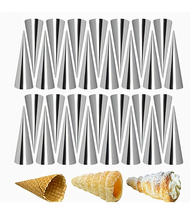 30pcs Flat Mouth Triangular Cone Danish Pipe Cream Horn Molds Non Stick Baking Tool for Pastries - Image 1