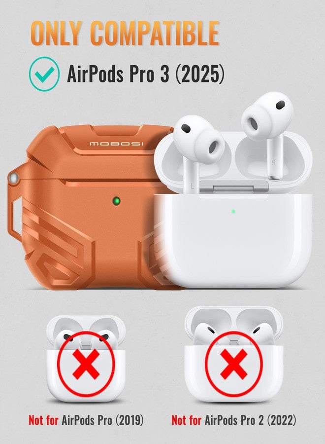 موبوسي جراب MOBOSI لسماعات AirPods Pro 3، متوافق مع MagSafe، جراب حماية عسكري لسماعات AirPods Pro 3، مؤشر LED أمامي مرئي، جراب مقاوم للصدمات مع مجموعة تنظيف وحلقة مفاتيح (2025)، برتقالي - Image 2