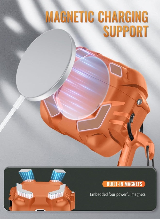 موبوسي جراب MOBOSI لسماعات AirPods Pro 3، متوافق مع MagSafe، جراب حماية عسكري لسماعات AirPods Pro 3، مؤشر LED أمامي مرئي، جراب مقاوم للصدمات مع مجموعة تنظيف وحلقة مفاتيح (2025)، برتقالي - Image 3