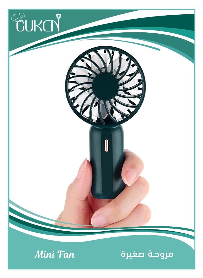 Cuken Handheld Mini Fan ,Battery Operated, Small Personal Portable Fan Speed Adjustable, USB Rechargeable Fan,For Home Office Indoor Outdoor Travelling ,Green - Image 1
