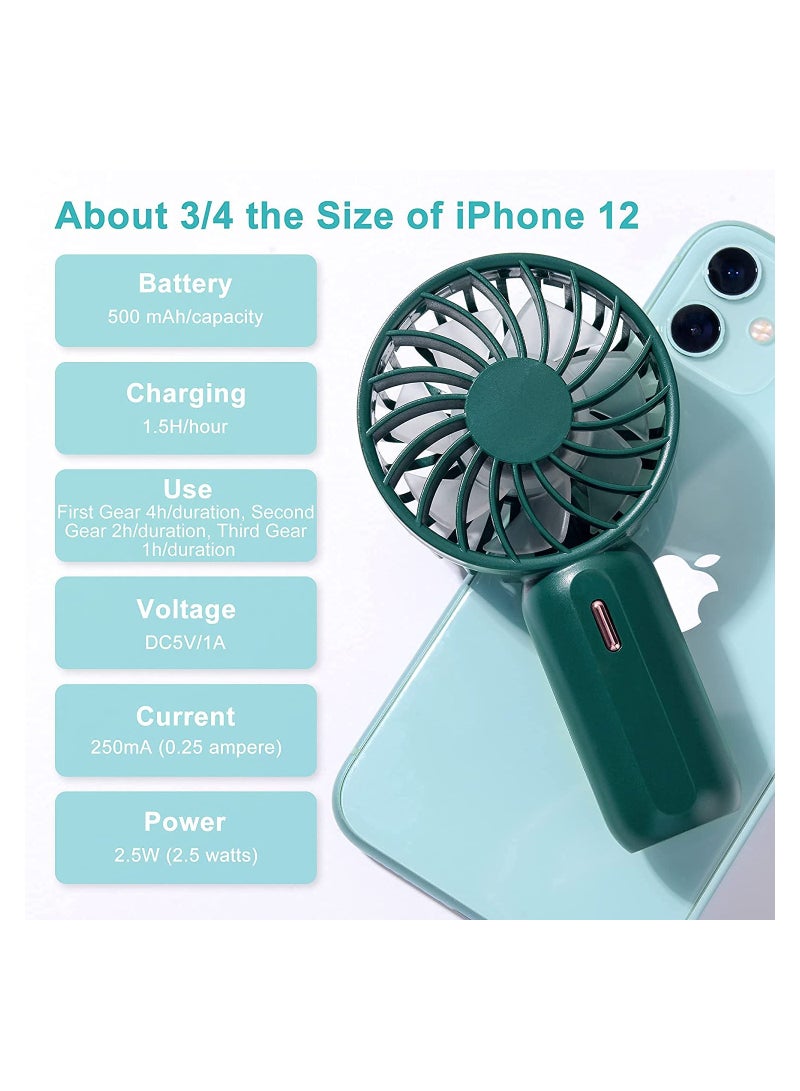Cuken Handheld Mini Fan ,Battery Operated, Small Personal Portable Fan Speed Adjustable, USB Rechargeable Fan,For Home Office Indoor Outdoor Travelling ,Green - Image 5