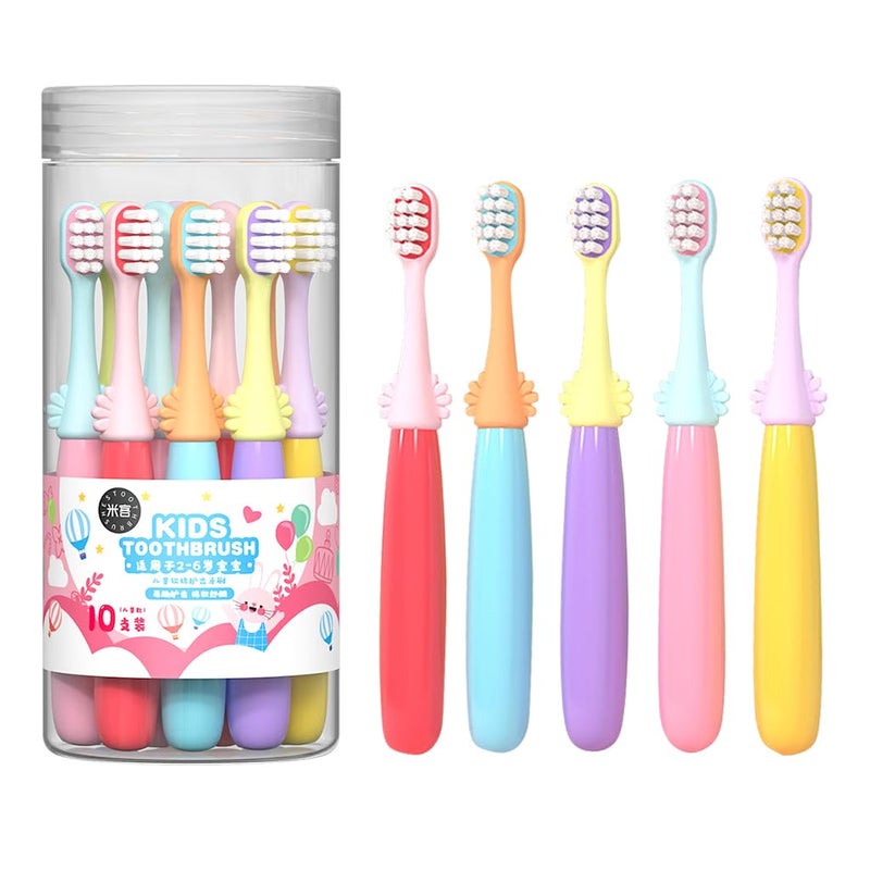 May Create ® 10pcs Kids Toothbrush Soft Bristle Toothbrush for Kids Colorful Petals Handle Design Kids Toothbrush Kids Toothbrush for Kids 2-6 Years Old Boys and Girls - Image 1