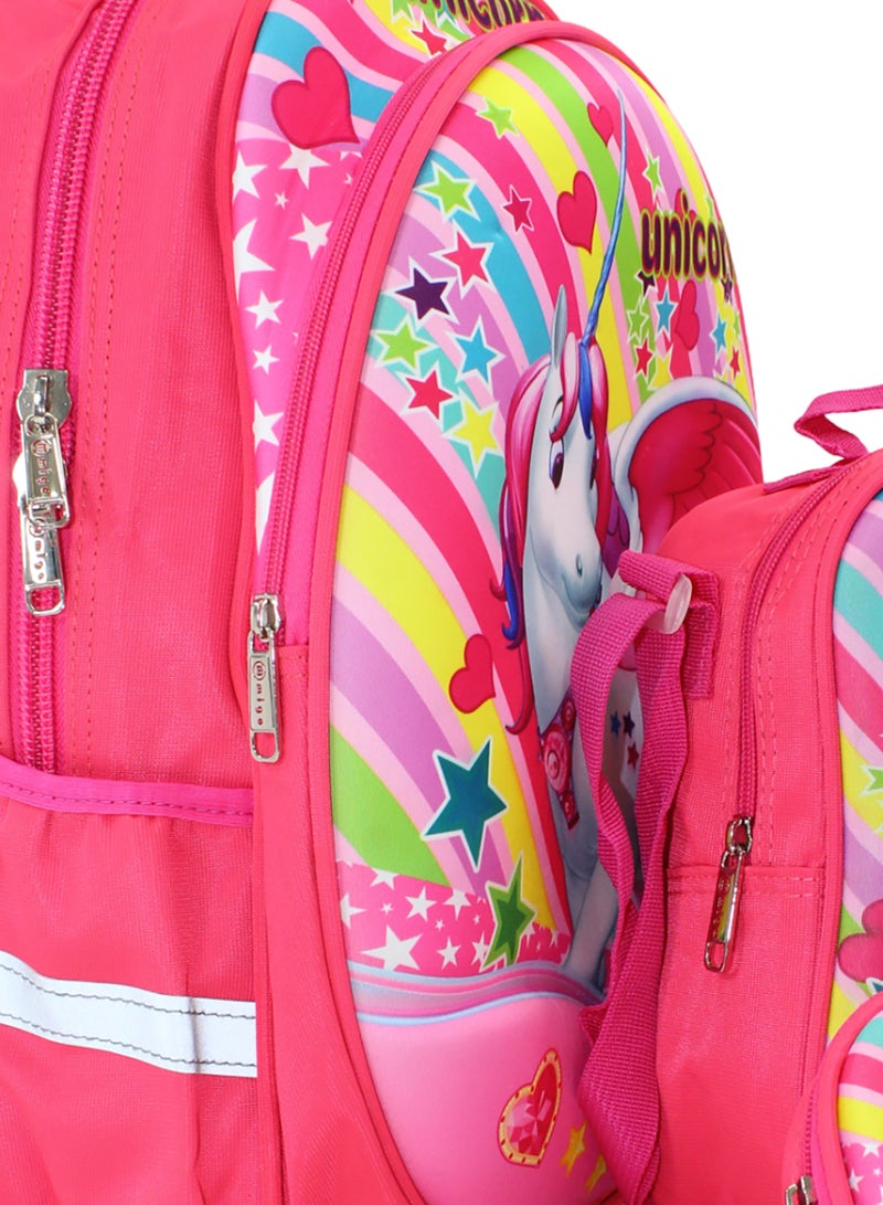 MIGO School Set Unicorn Backpack 16 Inches – Watermelon & Fuchsia - Image 3