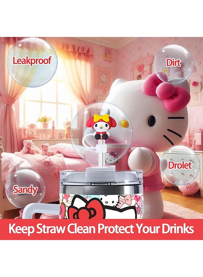 سانريو ٤ قطع من أغطية القش الجميلة لأكواب ستانلي، أغطية سيليكون لأغطية القش متوافقة مع أكواب ستانلي سعة ٣٠ و٤٠ أونصة، أغطية قابلة لإعادة الاستخدام لأغطية رؤوس القش لملحقات أكواب ستانلي. - Image 4