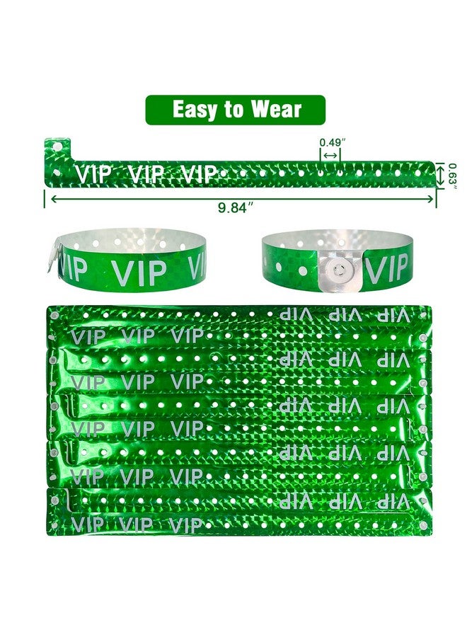 OUCHAN Holographic Vip Plastic Wristbands Green 100 Pack Vinyl Wristbands For Events Parties - Image 3