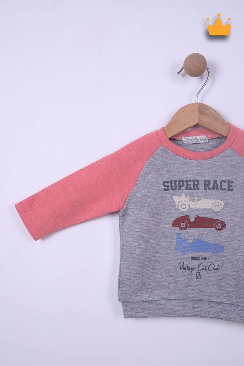 بينو بيبي Babyhola 6-24 Months Vintage Car Baby Boy Tracksuit Set 12042
