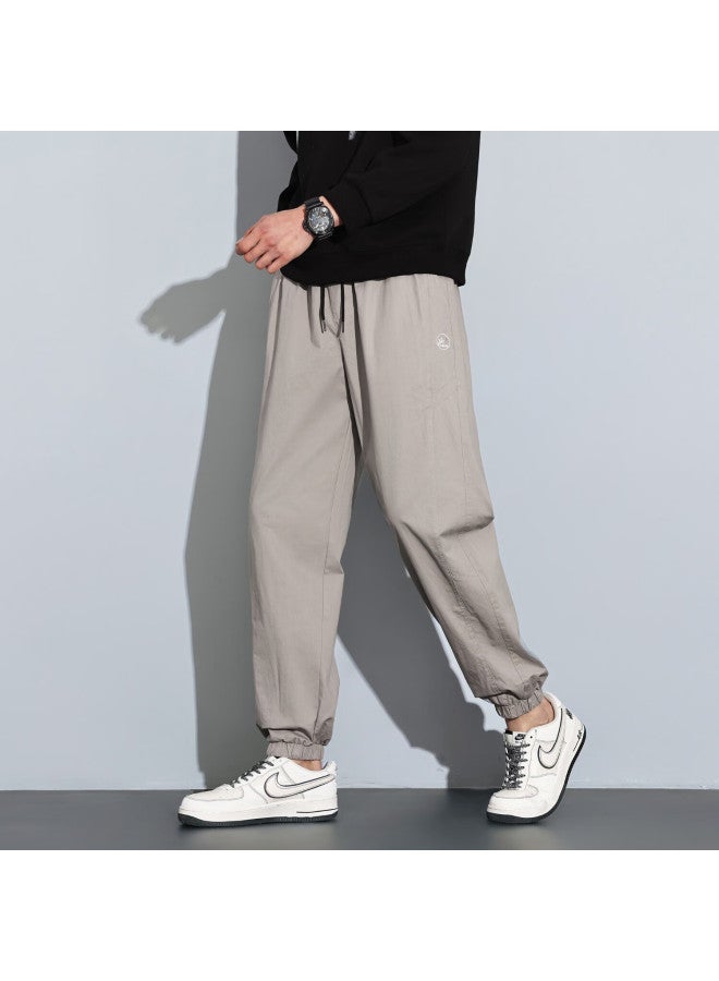 Tonlion Spring Men's Side Embroidery Tapered Casual Pants, Tea Pink Brown, M - Image 3