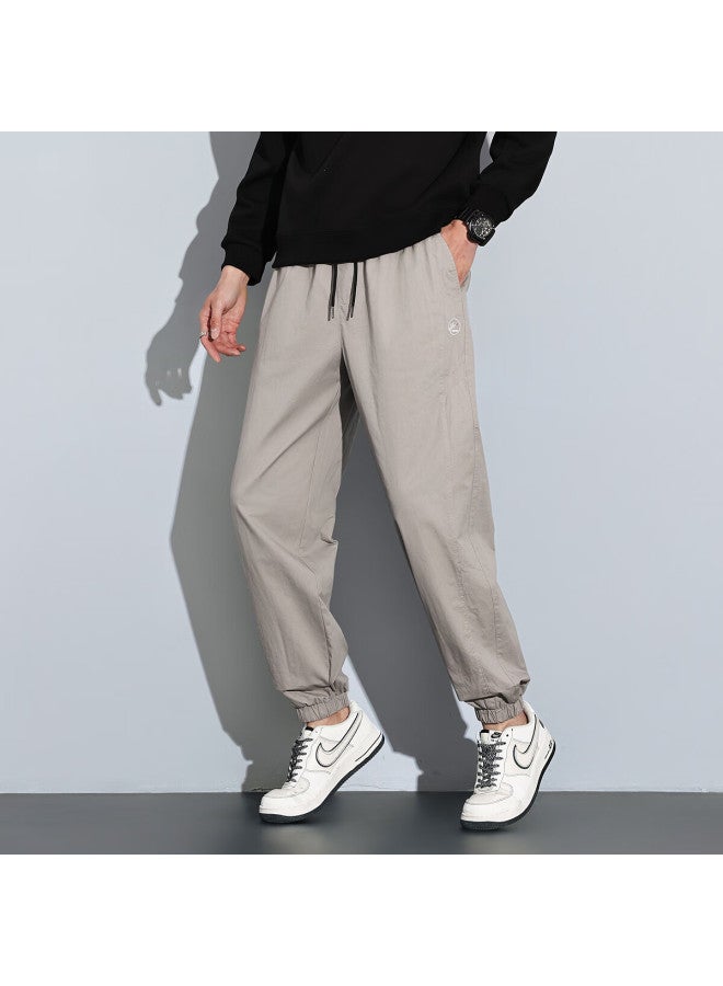 Tonlion Spring Men's Side Embroidery Tapered Casual Pants, Tea Pink Brown, M - Image 1